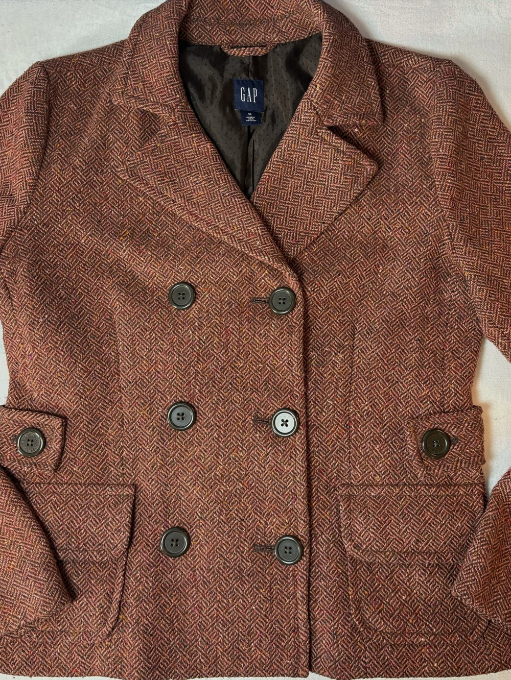 GAP Women’s Vintage Y2K Tweed Wool Double-Breasted Blazer Jacket - Size 12
